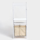 Стеллаж с двойной корзиной для белья и перекладинами, 2-х ярусный, 60×35×160 см, белый - Фото 3