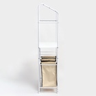 Стеллаж с двойной корзиной для белья и перекладинами, 2-х ярусный, 60×35×160 см, белый - Фото 4