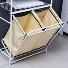 Стеллаж с двойной корзиной для белья и перекладинами, 2-х ярусный, 60×35×160 см, белый - Фото 8