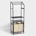 Стеллаж с двойной корзиной для белья и перекладинами, 2-х ярусный, 60×35×160 см, чёрный - Фото 3