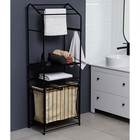 Стеллаж с двойной корзиной для белья и перекладинами, 2-х ярусный, 60×35×160 см, чёрный - Фото 5