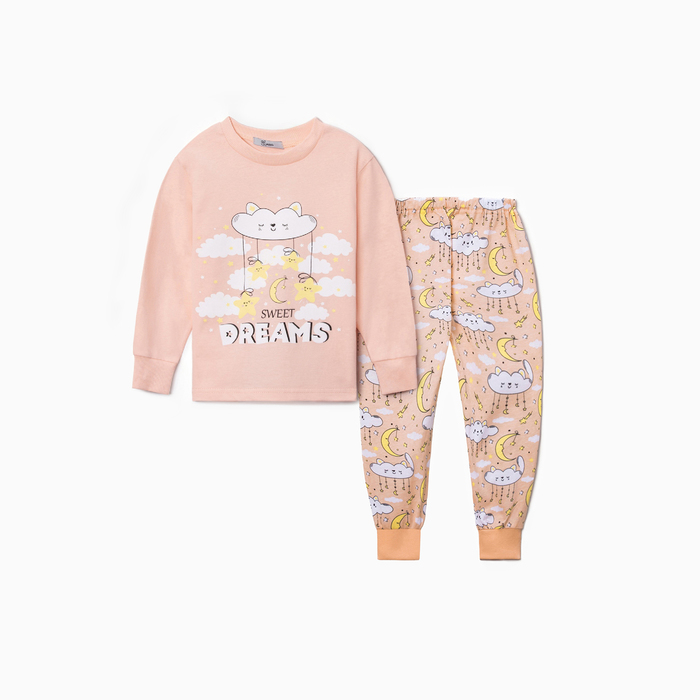 Пижама для девочки (футболка и брюки), цвет персиковый, рост 98 см