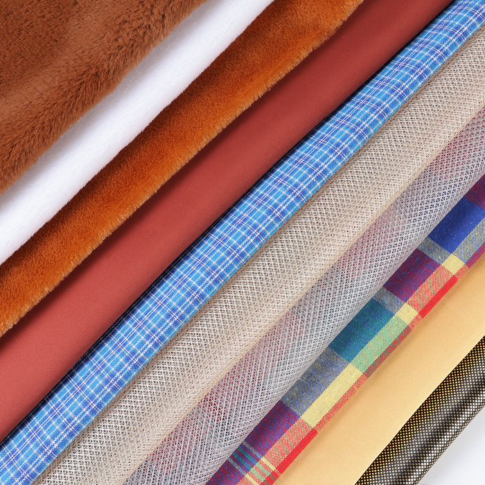 Лоскут для рукоделия 10 видов 50×50 см: атлас, сетка, мех, ткань в клетку - Фото 1