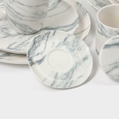 Тарелки Magistro Real Marble, d=26 см, набор 2 шт., фарфор, белые