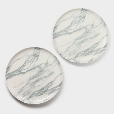 Тарелки Magistro Real Marble, d=26 см, набор 2 шт., фарфор, белые