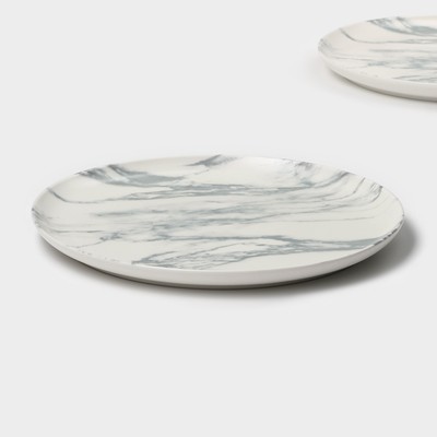 Тарелки Magistro Real Marble, d=26 см, набор 2 шт., фарфор, белые