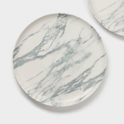 Тарелки Magistro Real Marble, d=26 см, набор 2 шт., фарфор, белые