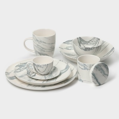 Тарелки Magistro Real Marble, d=26 см, набор 2 шт., фарфор, белые