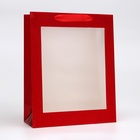 Пакет голография с окном, "Красный", M 32 х 25,5 х 11 см - фото 321787348