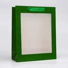 Пакет голография с окном, "Зеленый",  M 32 х 25,5 х 11 см - фото 321787352