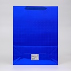 Пакет подарочный, фольгированный, упаковка, с окном, «Синий», L 40×30×13 см - Фото 3