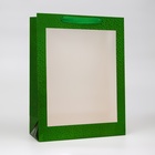Пакет голография с окном, "Зеленый",  L 40 х 30 х 13 см - фото 321787376