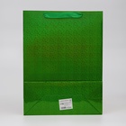 Пакет подарочный, фольгированный, упаковка, с окном, «Зеленый», L 40×30×13 см - Фото 3