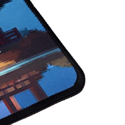 Коврик для мыши, 40×90×0.3 см, оверлок, пагода в стиле pixel art