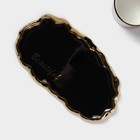 УЦЕНКА Чайная пара керамическая «Роскошь», 3 предмета: кружка 250 мл, блюдце 23.5×13 см, ложка, цвет чёрный - Фото 4