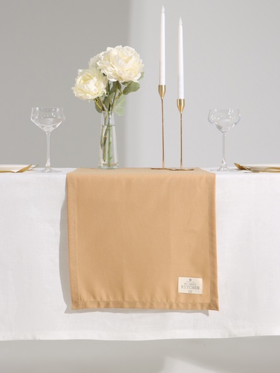 Дорожка на стол Этель ECO, бежевая, 40×136 см, 70% хлопок, 30% лён, 190 г/м²