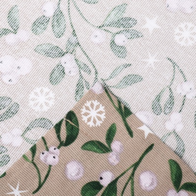 Комплект штор для кухни с подхватами «Доляна» Frosty berries, 2 шт., бежевые, 150×180 см
