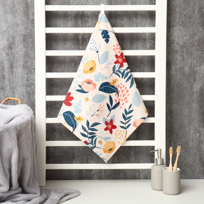 Полотенце вафельное для лица «Цветочное поле», 45×90 см, хлопок 100% - Фото 1