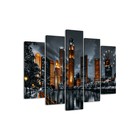 Часы-картина настенные модульные "Город", бесшумные, 80 х 140 см - фото 321789067