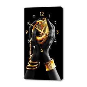 Часы-картина настенные интерьерные "Черное золото", бесшумные, 35 х 60 см