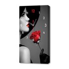 Часы-картина настенные интерьерные "Девушка с красной розой", бесшумные, 35 х 60 см - фото 321789083