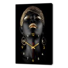 Часы - картина настенные интерьерные «Девушка чёрное золото», бесшумные, 50×70 см - Фото 1