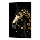 Часы-картина настенные интерьерные "Лошадь черное золото", бесшумные, 50 х 70 см - фото 321789107
