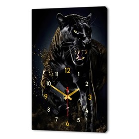 Часы-картина настенные интерьерные "Чёрная пантера в движении", бесшумные, 50 х 70 см