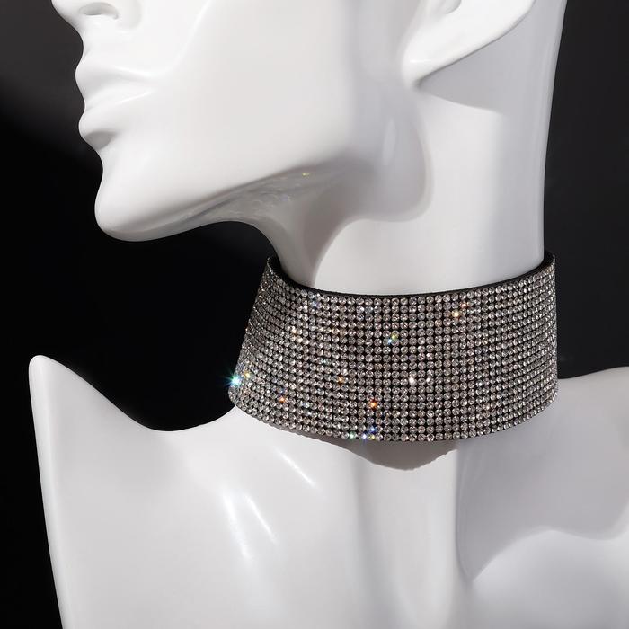 УЦЕНКА Чокер «Грация искры» широкий, цвет черно-серебряный, L=31 см - Фото 1