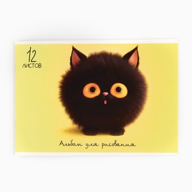 Альбом для рисования на скрепке А4, 12 листов "Черный котик"