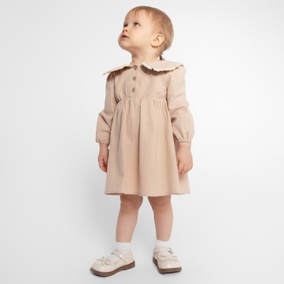 Платье для девочки MINAKU: Cotton collection BABY, рост 68-74 см, бежевое