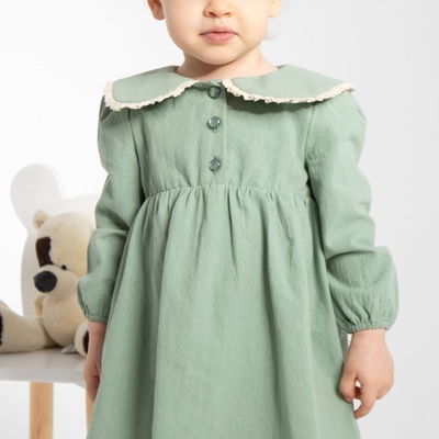 Платье для девочки MINAKU: Cotton collection BABY, рост 74-80 см, оливковое