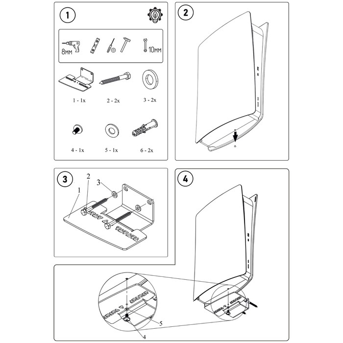 Кронштейн для PlayStation5, скрытый монтаж, толщина 3 мм, настенный, белый - фото 51595010