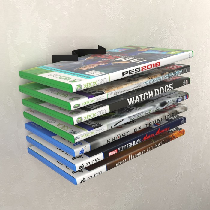 Кронштейн для хранения Blu-ray, CD и игровых дисков, настенный, черный - Фото 1