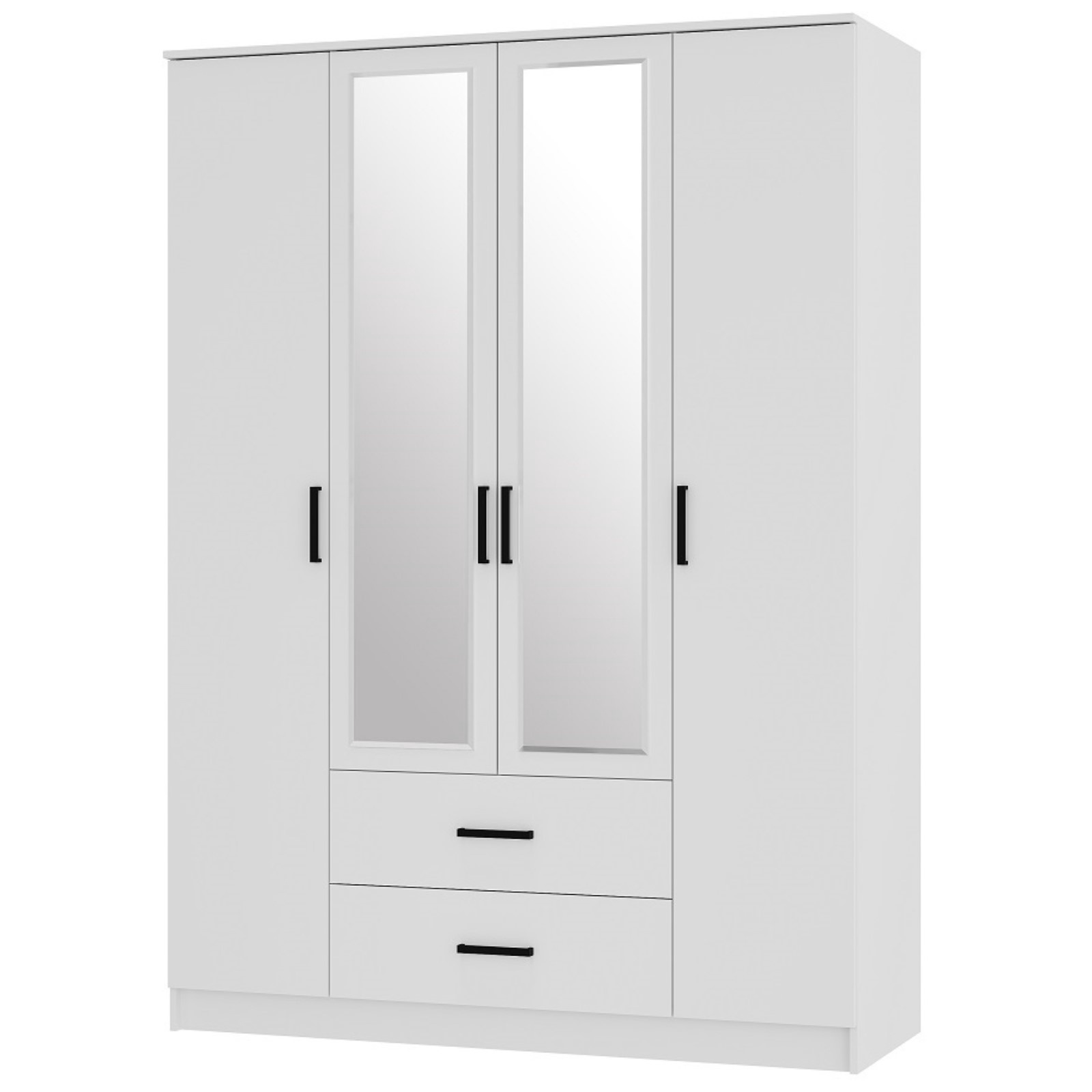 Шкаф 4-х створчатый с ящиками «Фьюжн», 1600×614×2216 мм, зеркало, цвет ...