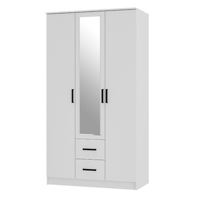 Шкаф 3-х створчатый с ящиками «Фьюжн», 1200×614×2216 мм, зеркало, цвет белый