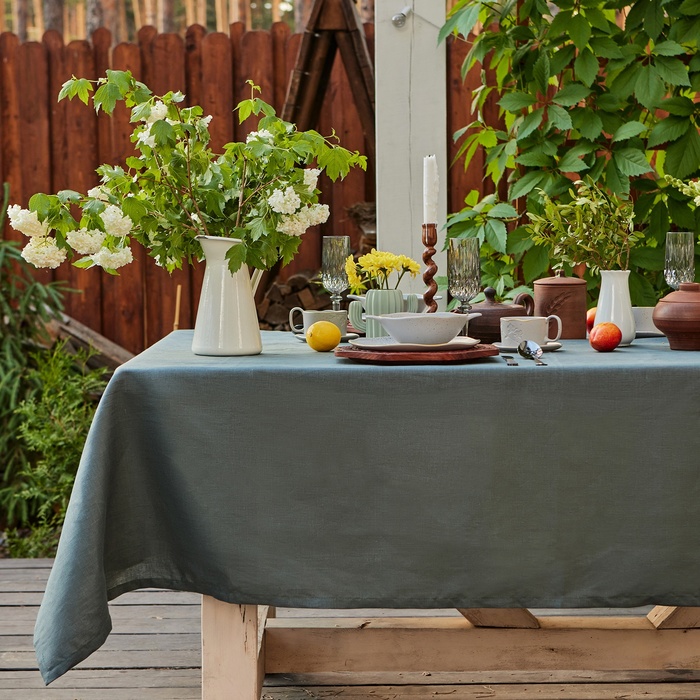 

Скатерть Этель Linen collection mint 145х220см, 100%лён 265 г/м2