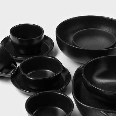 Блюдо для подачи Magistro Carbon, 200 мл, 11.5×10.3 см, керамика, набор 2 шт., чёрное
