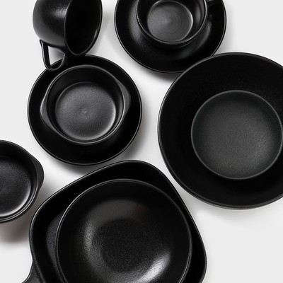 Блюдо для подачи Magistro Carbon, 28×19×4 см, фарфор, чёрное