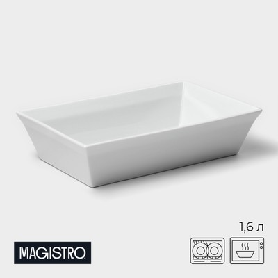 Форма для выпечки Magistro White gloss, 1.6 л, 27×17×6.3 см, жаропрочный фарфор, белая