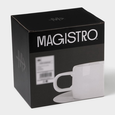 Чайный сервиз Magistro Whitewarm, 2 персоны, 4 предмета: чашка 250 мл, блюдце d=15.5 см, фарфор
