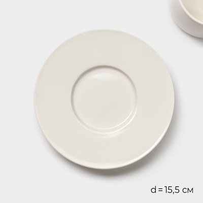 Чайный сервиз Magistro Whitewarm, 2 персоны, 4 предмета: чашка 250 мл, блюдце d=15.5 см, фарфор
