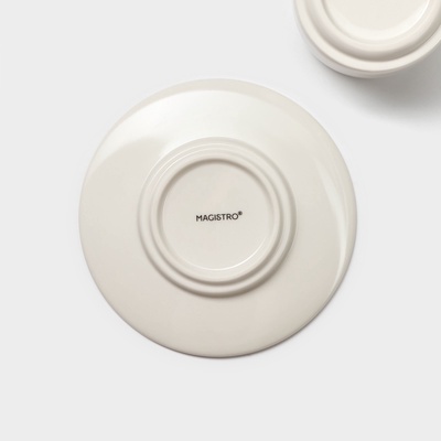 Чайный сервиз Magistro Whitewarm, 2 персоны, 4 предмета: чашка 250 мл, блюдце d=15.5 см, фарфор