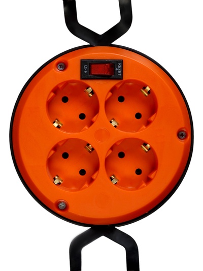 Удлинитель на катушке Luazon Lighting ЕСО, 4 розетки, 50 м, 10 А, ПВС 3×0.75 мм2, с з/к, IP 20, термовыключатель