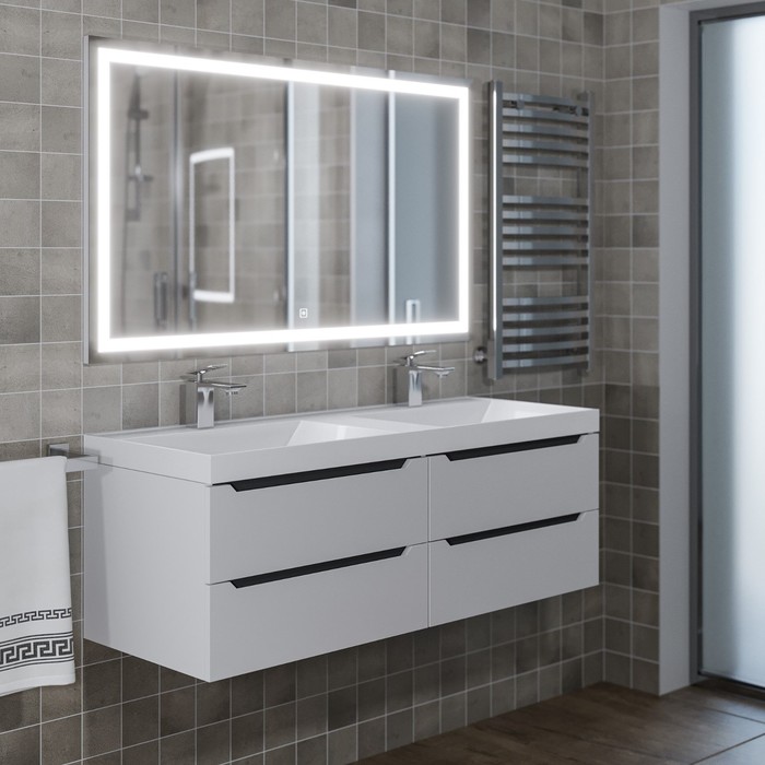 Тумба подвесная Uperwood, под раковину Uperwood Tanos 120, цвет белый/графит - Фото 1