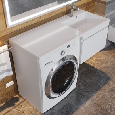 Тумба подвесная Uperwood, под стиральную машину Uperwood Magenta 50, выдвижной ящик, цвет белый