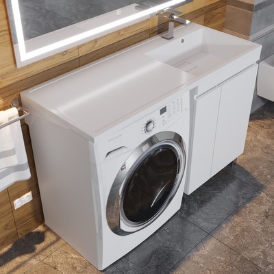 Тумба напольная Uperwood, под стиральную машину Uperwood Magenta 60, с дверцами, цвет белый