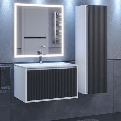 Тумба подвесная Uperwood, под раковину Uperwood Next 70, 1 ящик, цвет белый/графит