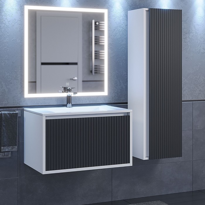 Тумба подвесная Uperwood, под раковину Uperwood Next 70, 1 ящик, цвет белый/графит - Фото 1