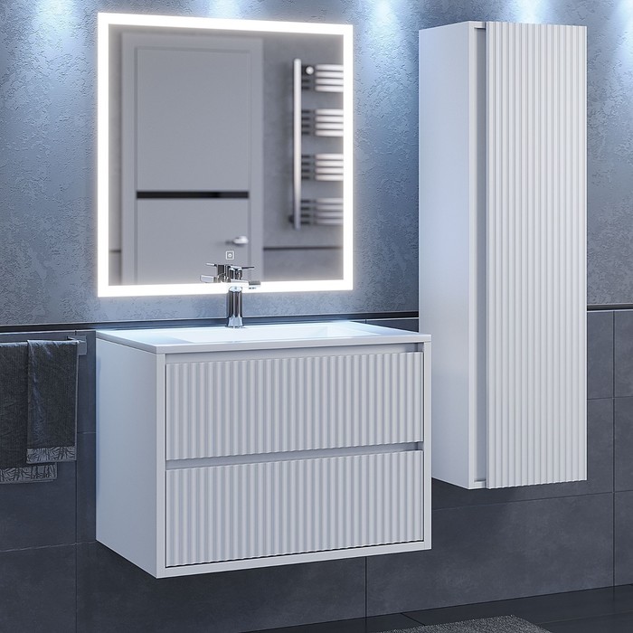 Тумба под раковину Uperwood Next подвесная, 70 см, белая, 2 ящика